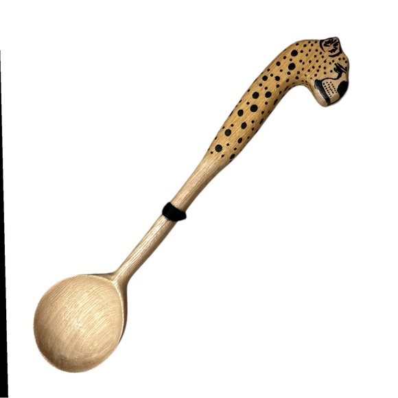 Set Of 3 Animal Head Topped Wooden Cocktail/ Salt Cellar Spoon~Made In Kenya - Picture 3 of 6